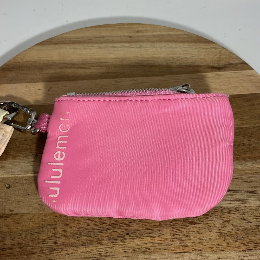 lululemon bright pink mini zip pouch with clip - Picture 2 of 4